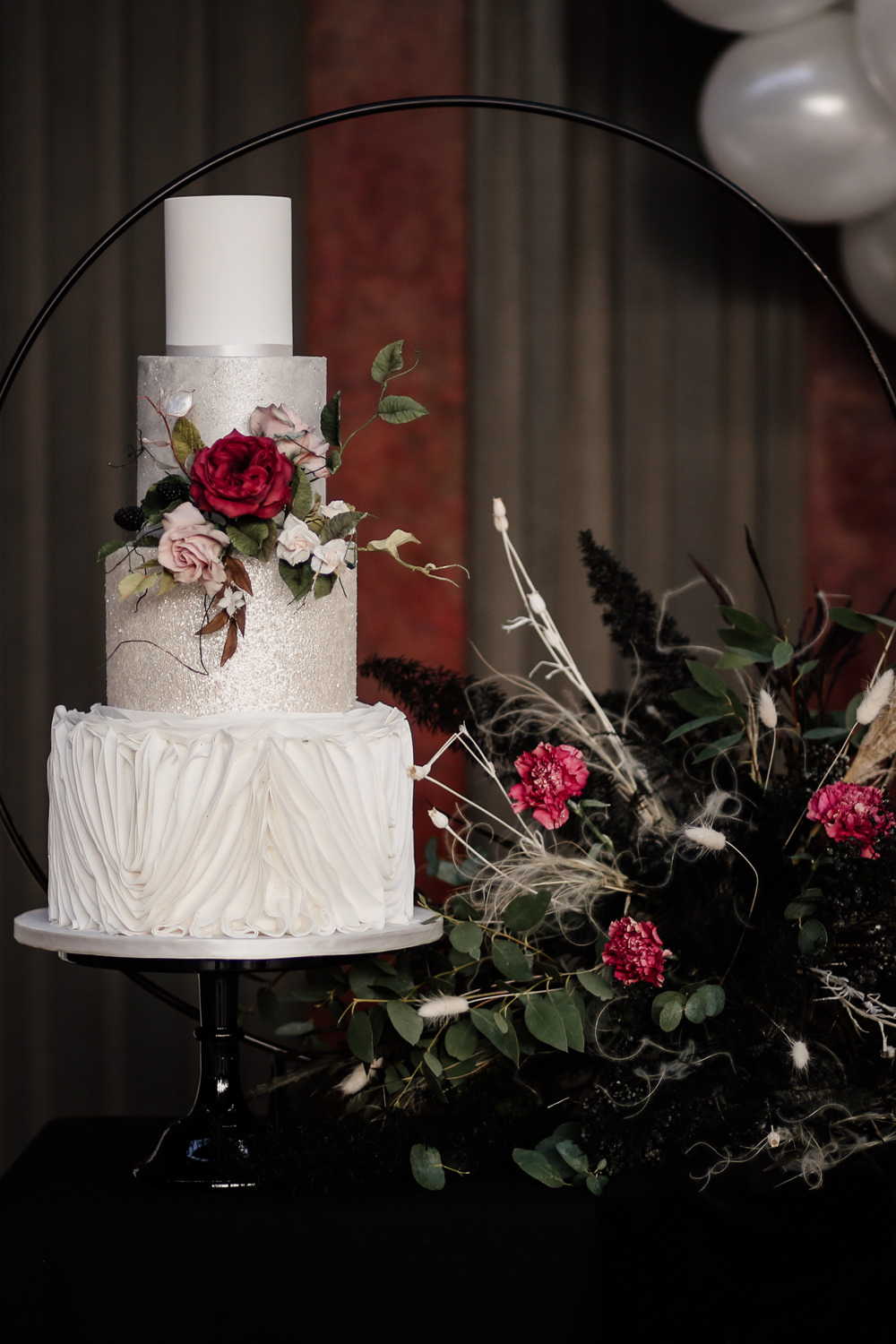 Marble White Cake Flowers Industrial Wedding Ideas Sam Sparks Photography