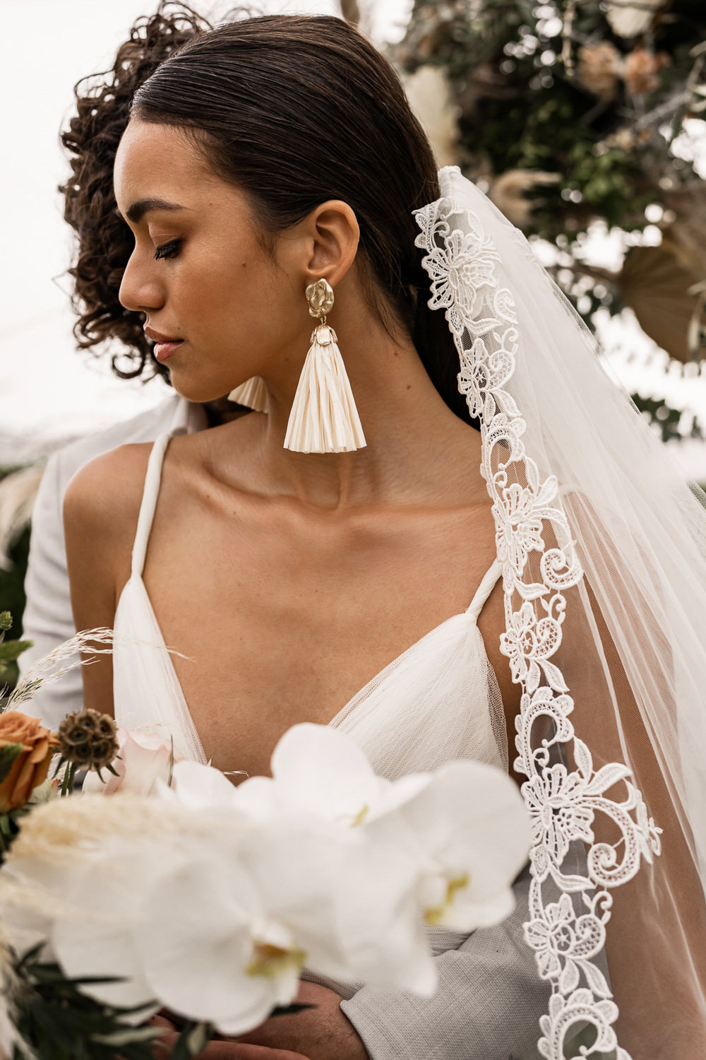 Bride Bridal Earrings Marbella Elopement Wedding Nora Photography
