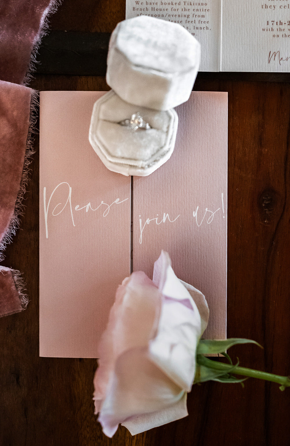 Stationery Floral Pink Invite Invitation Velvet Ring Box Marbella Elopement Wedding Nora Photography