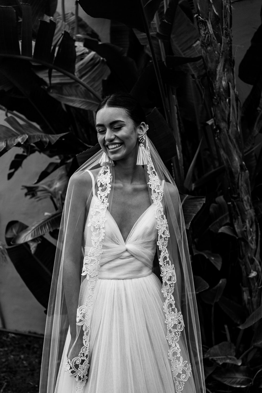 Dress Gown Bride Bridal Straps Skirt Lace Veil Marbella Elopement Wedding Nora Photography