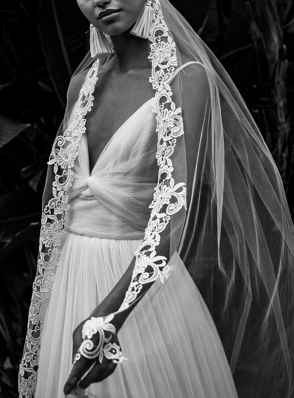 Dress Gown Bride Bridal Straps Skirt Lace Veil Marbella Elopement Wedding Nora Photography