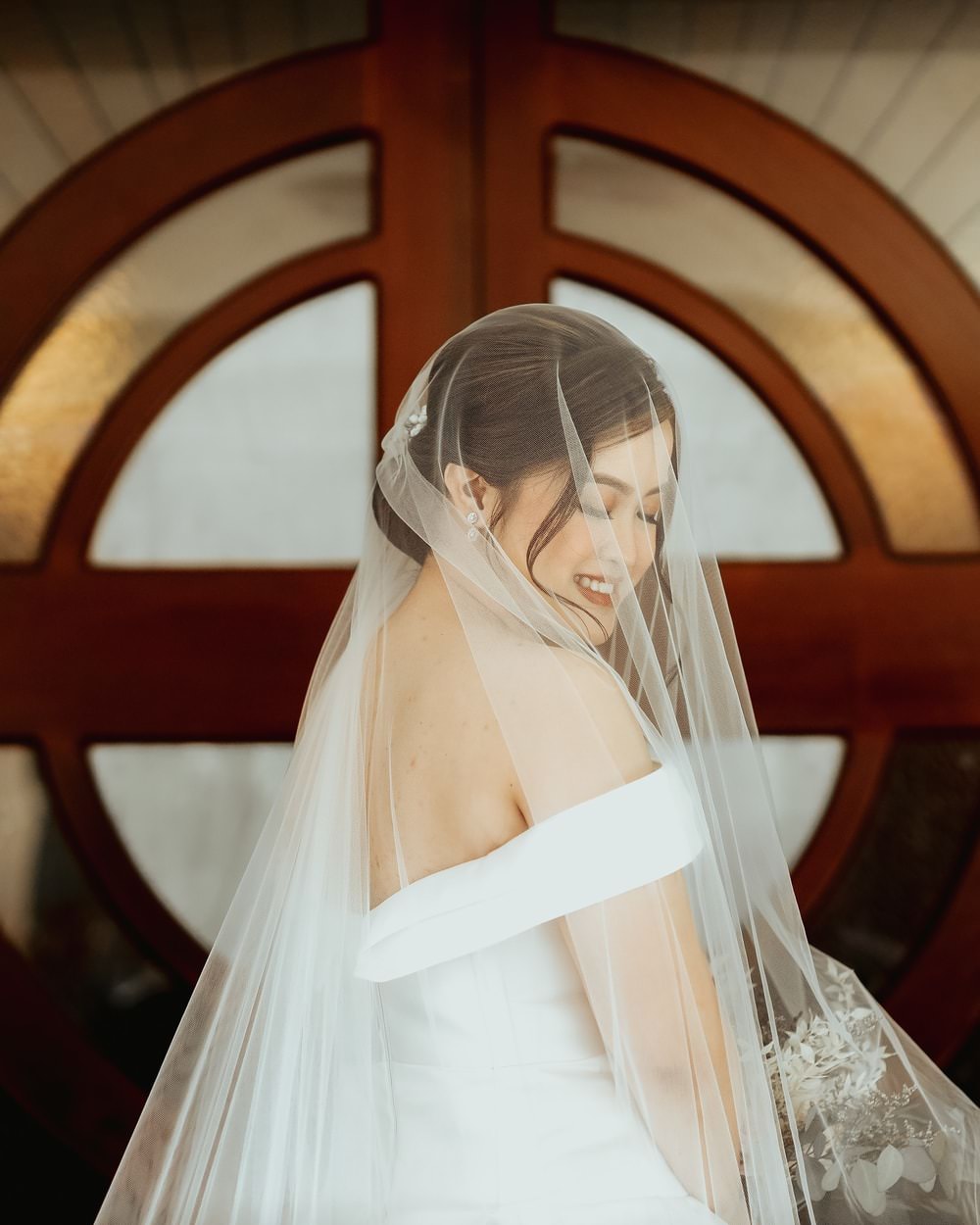 Dress Gown Bride Bridal Strapless Off Shoulder Bardot VeilPhilippines Wedding The Backyard Studios