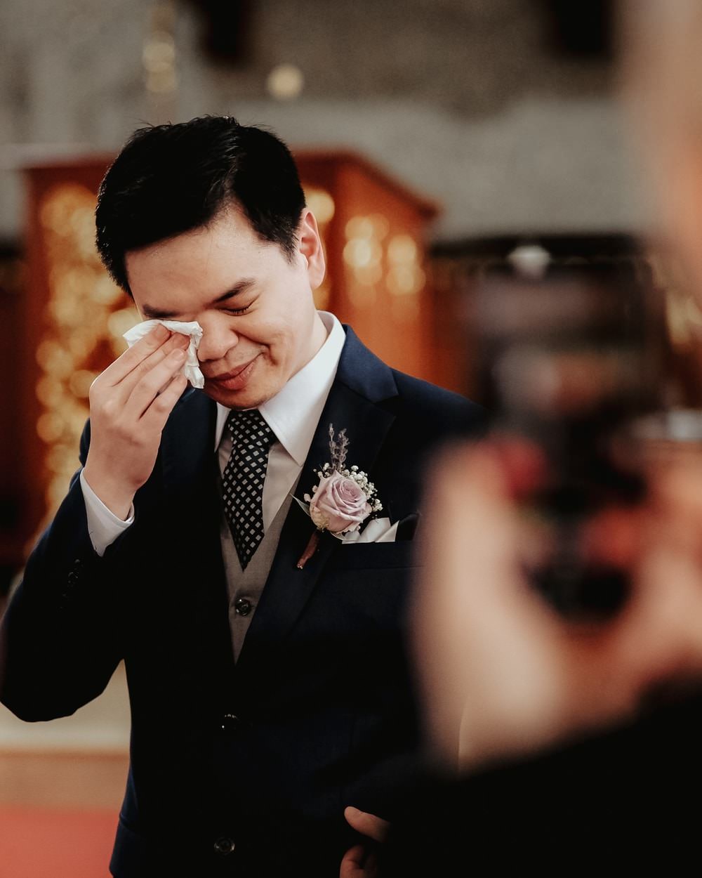 Groom Suit Blue Grey Waistcoat Polka Dot Tie Philippines Wedding The Backyard Studios