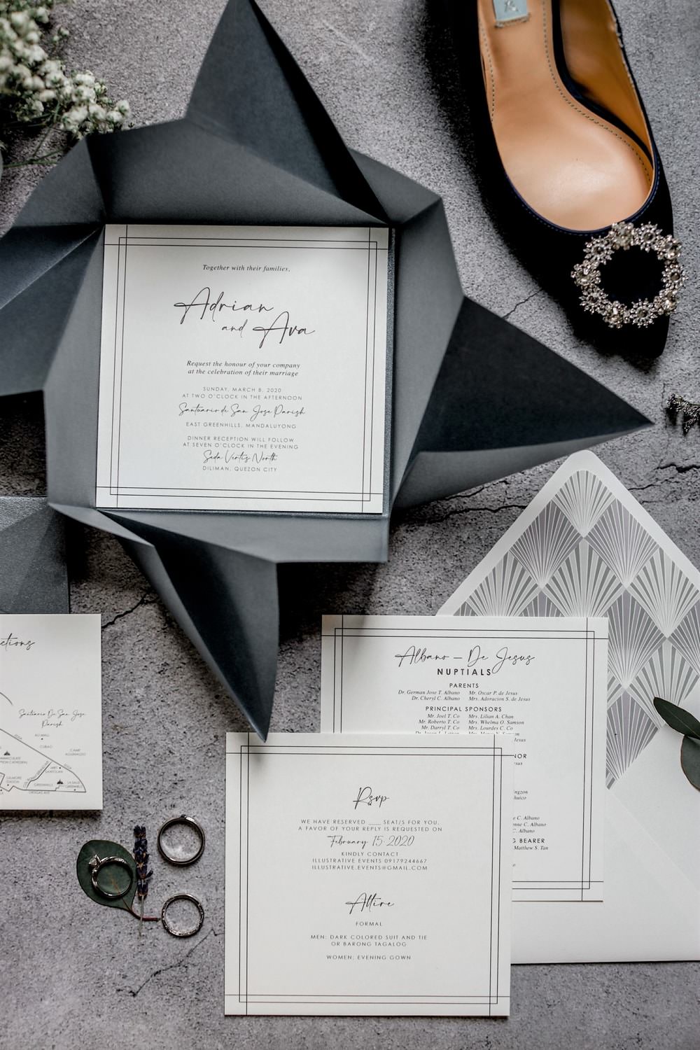 Stationery Invite Invtiations Blue Grey Philippines Wedding The Backyard Studios