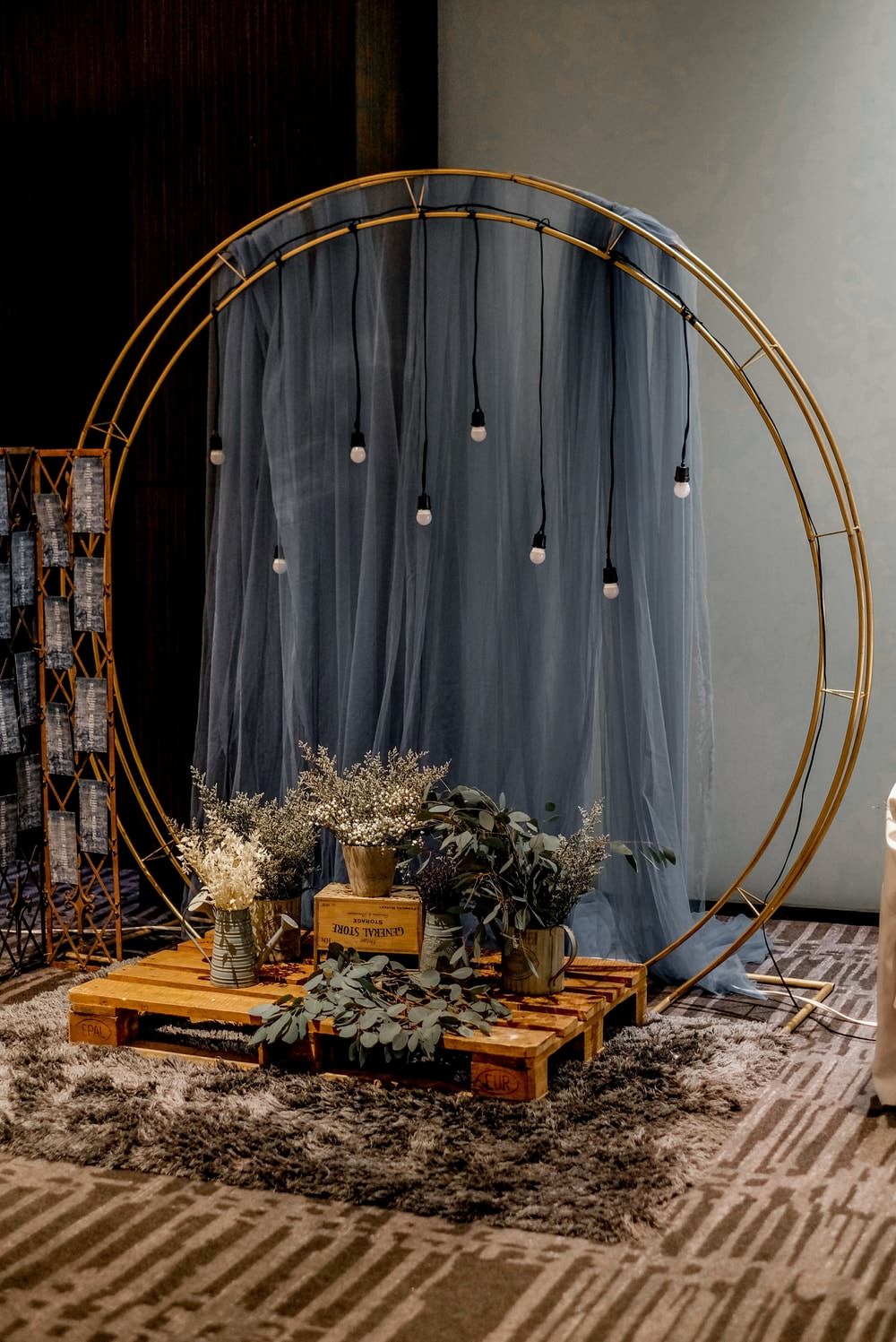 Hoop Backdrop Festoon Lights Fabric Flowers Philippines Wedding The Backyard Studios