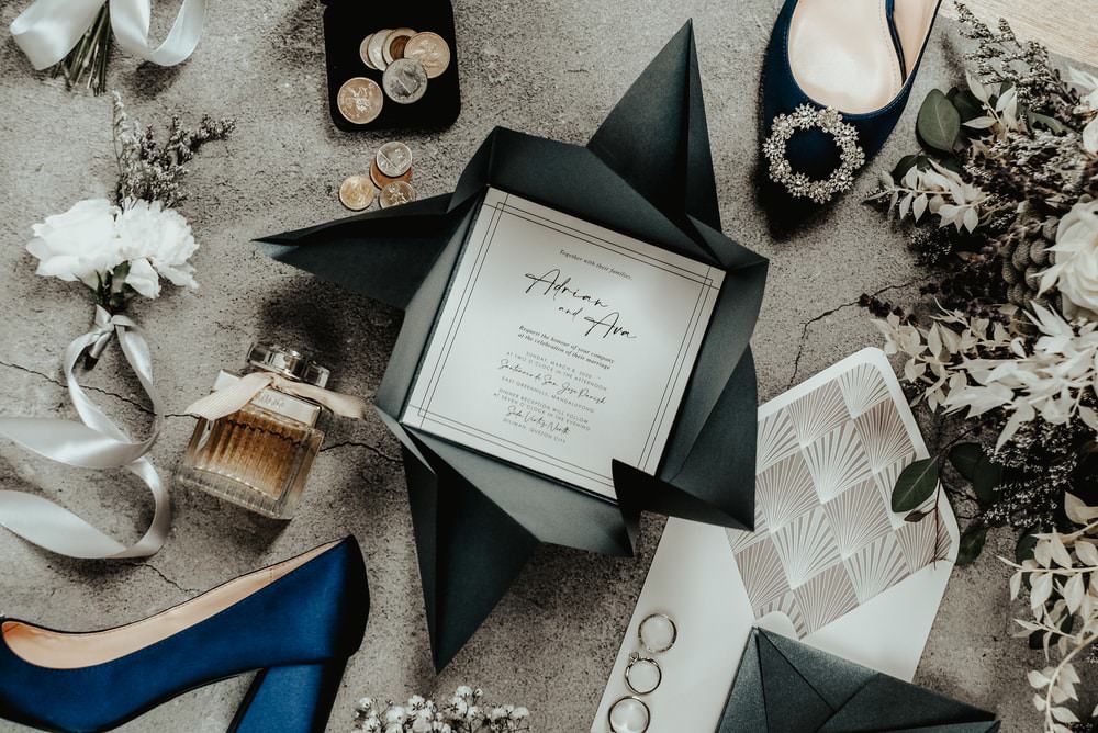 Stationery Invite Invtiations Blue Grey Philippines Wedding The Backyard Studios