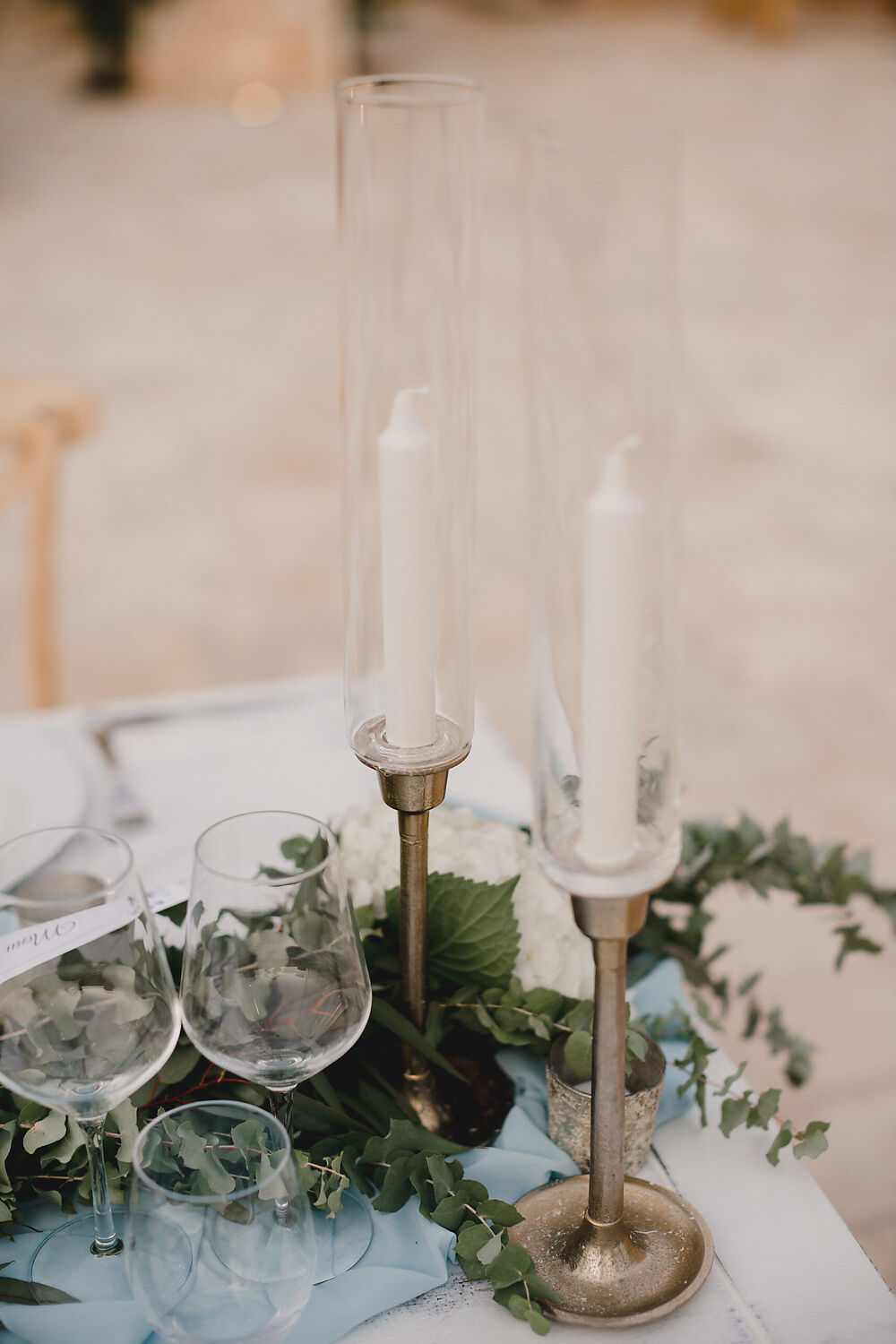 Outdoor Reception Festoon Lights U Table Greenery Foliage Candles Decor Puglia Wedding MIKI Studios