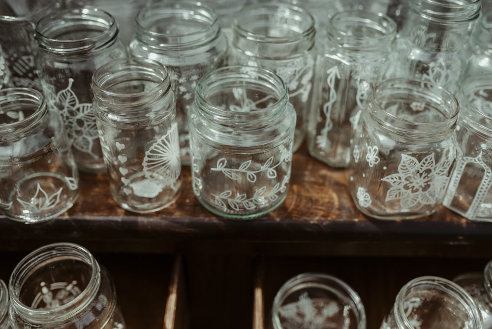 Drinks Bar Stand Station Furtiture Dresser Jars Red Brick Barn Wedding Jess Soper Photography