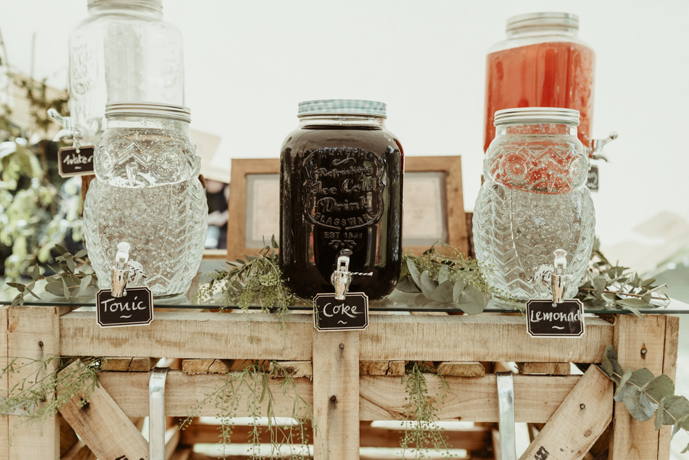 Drinks Dispensers Red Brick Barn Wedding Jess Soper Photography