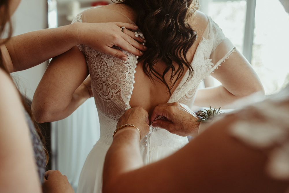 Bride Bridal Dress Gown Rebecca Ingram Maggie Sottero Lace Red Brick Barn Wedding Jess Soper Photography