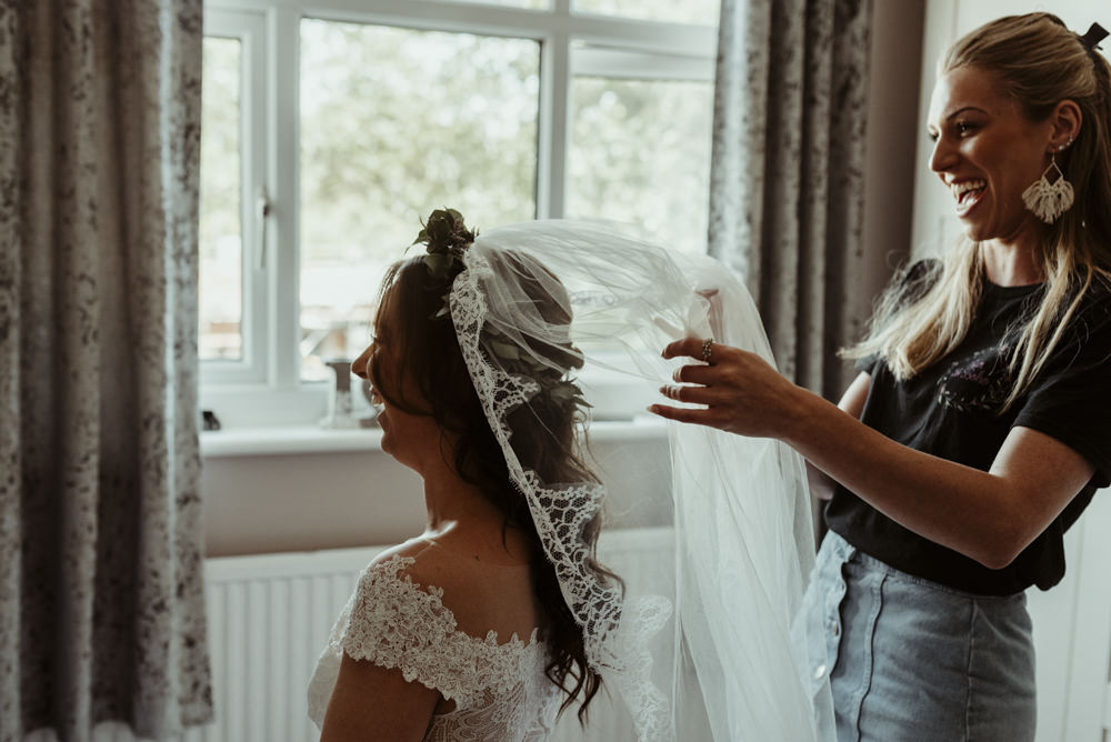 Bride Bridal Dress Gown Rebecca Ingram Maggie Sottero Lace Veil Red Brick Barn Wedding Jess Soper Photography
