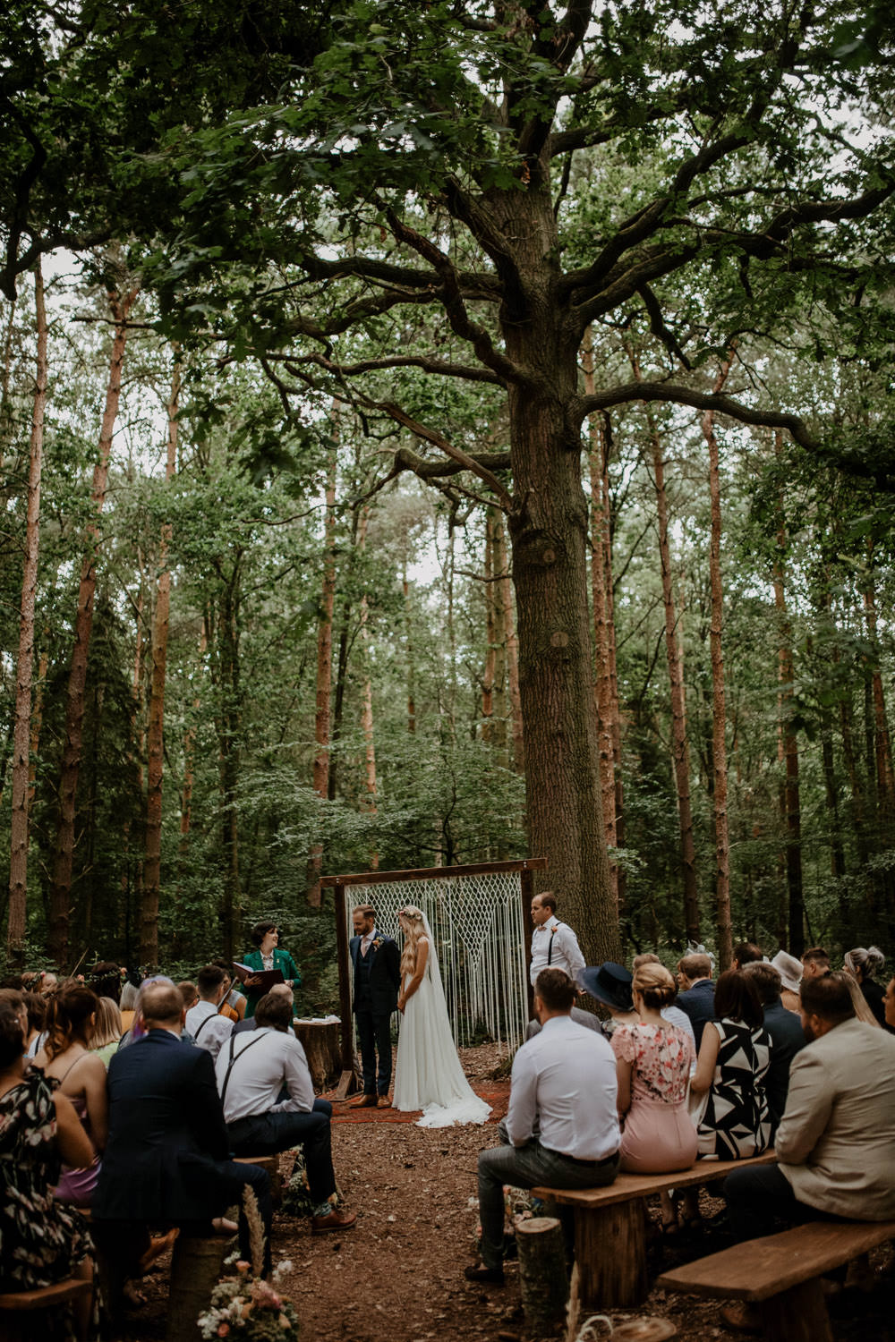 Macrame Hanging Backdrop Rug Aisle Ceremony Woodland Whimsical Boho Wedding Camilla Andrea Photography