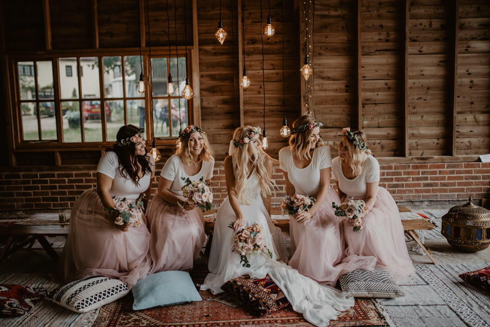 Bridesmaids Bridesmaid Dress Dresses Pink Skirt Top Whimsical Boho Wedding Camilla Andrea Photography