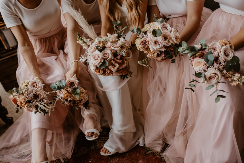 Bouquet Flowers Bride Bridal Bridesmaid Pink Rose Whimsical Boho Wedding Camilla Andrea Photography