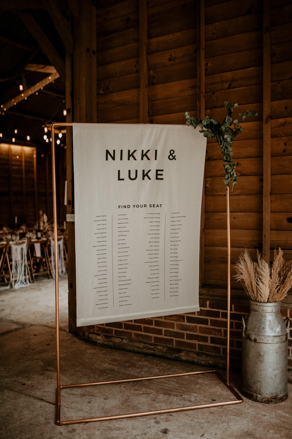 Table Plan Seating Chart Banner Copper Pipe Frame Whimsical Boho Wedding Camilla Andrea Photography