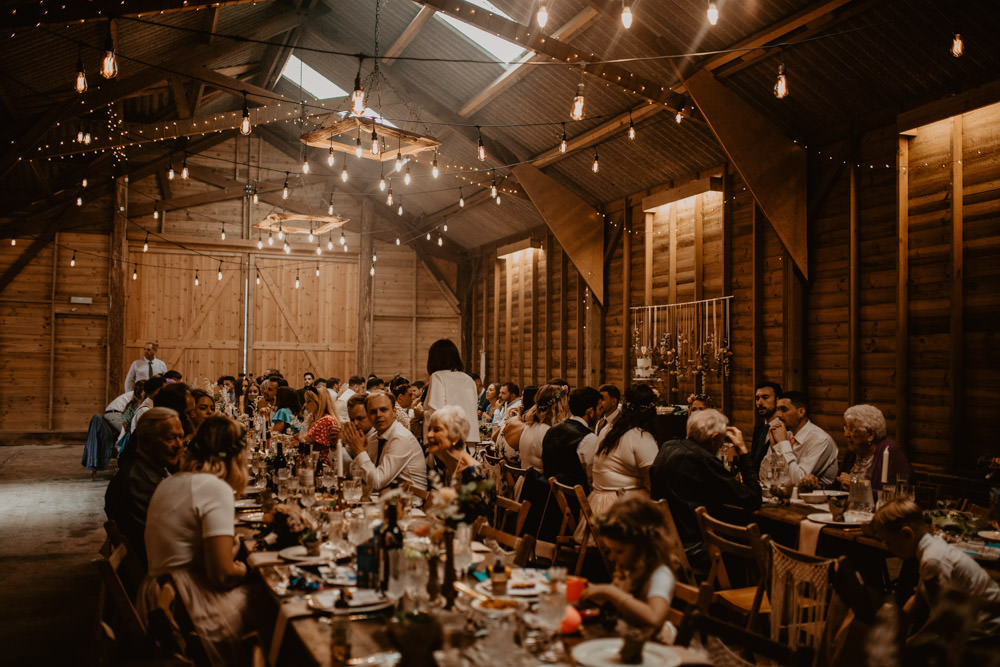 Barn Lights Lighting Flowers Long Tables Decor Whimsical Boho Wedding Camilla Andrea Photography