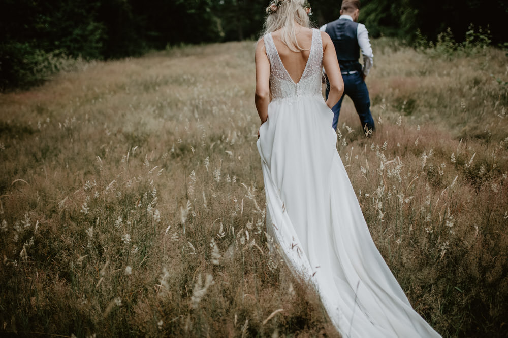 Bride Bridal Dress Gown Justin Alexander Flower Crown Whimsical Boho Wedding Camilla Andrea Photography