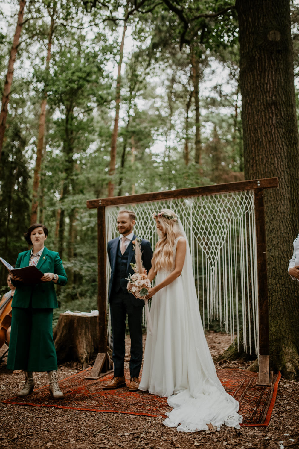Macrame Hanging Backdrop Rug Aisle Ceremony Whimsical Boho Wedding Camilla Andrea Photography