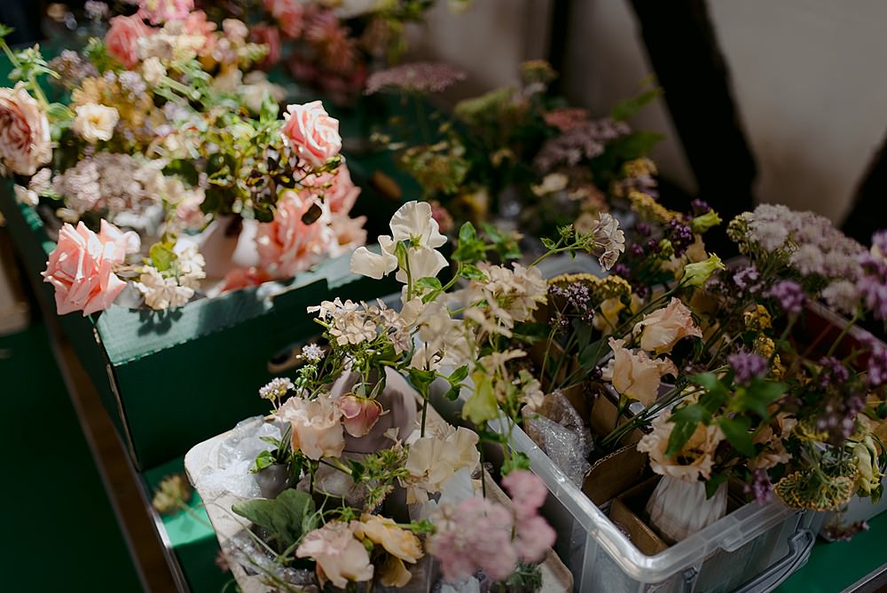 Bouquets Flowers Pretty Pink Bride Bridal Bridesmaid Belbroughton Church Hall Wedding Faye Green Photo