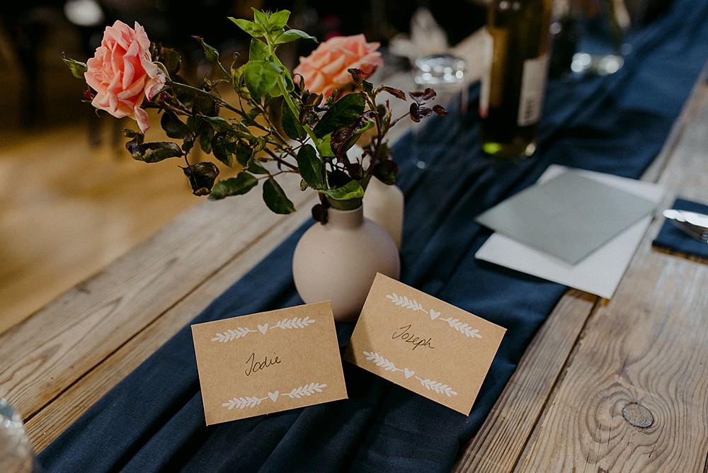 Place Name Cards Belbroughton Church Hall Wedding Faye Green Photo