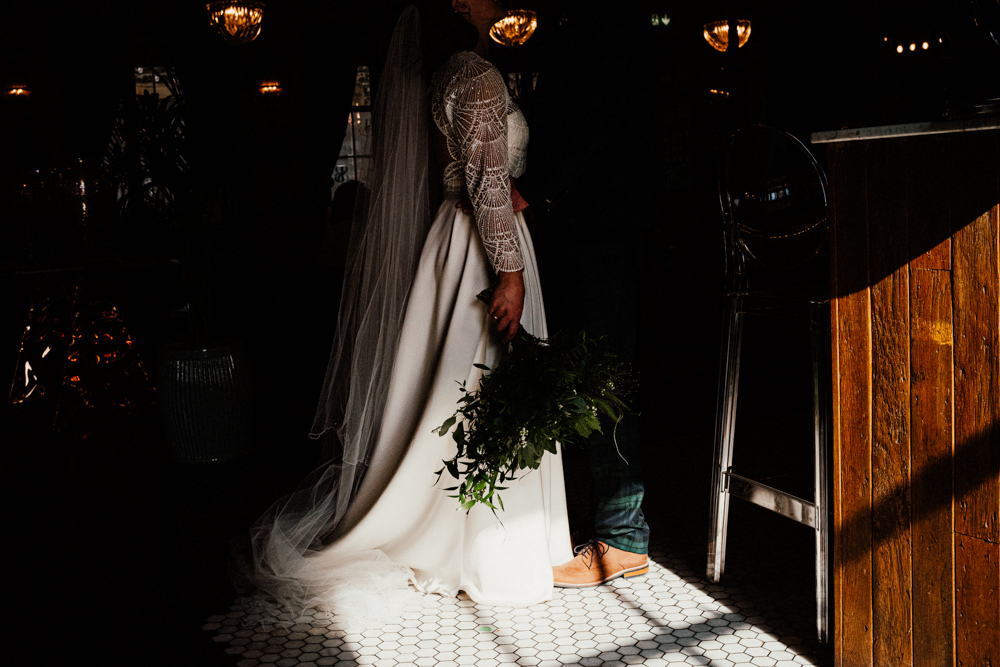 Dress Gown Bride Bridal Lace Sleeves Split Skirt Veil Brewery Wedding Ginger Beard Weddings