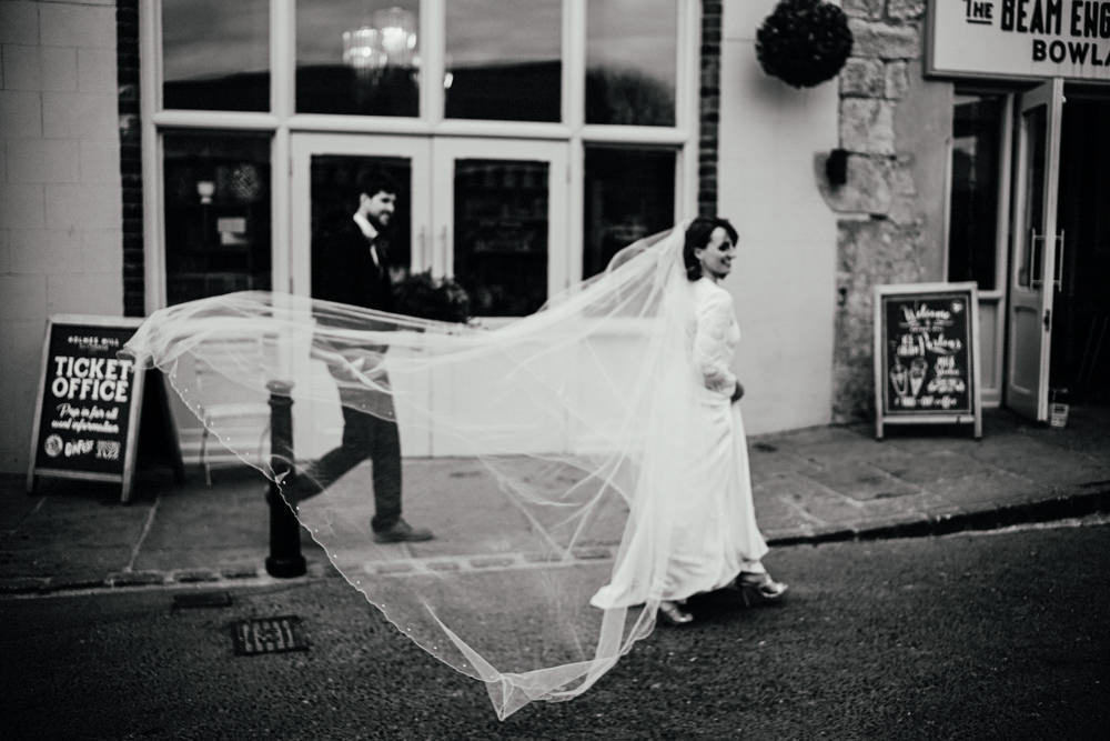 Dress Gown Bride Bridal Lace Sleeves Split Skirt Veil Brewery Wedding Ginger Beard Weddings