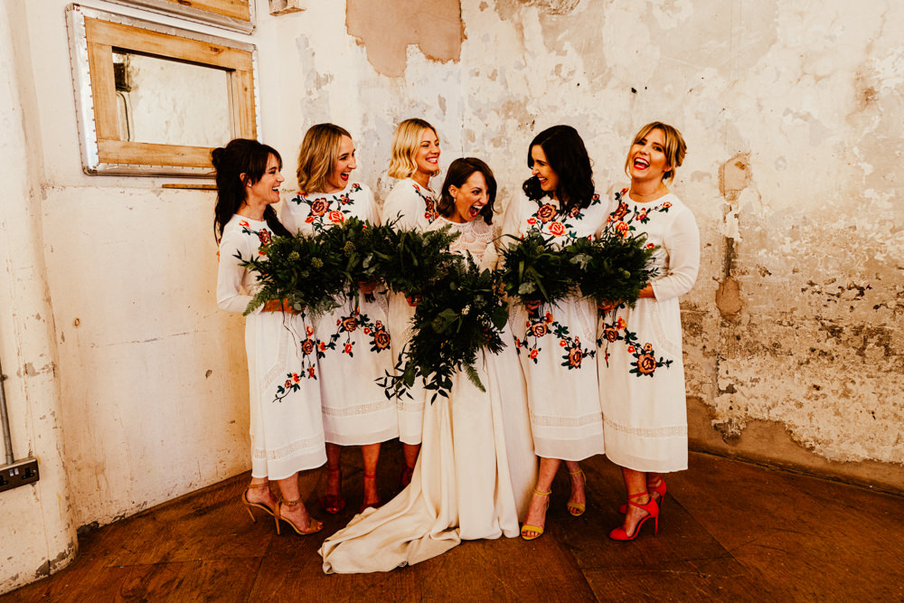 White Bridesmaid Dress Bridesmaids Dresses Brewery Wedding Ginger Beard Weddings