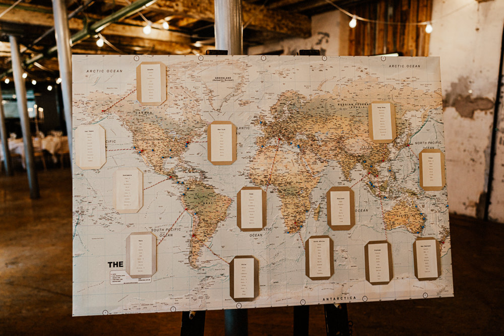 Travel Map Table Plan Seating Chart Brewery Wedding Ginger Beard Weddings