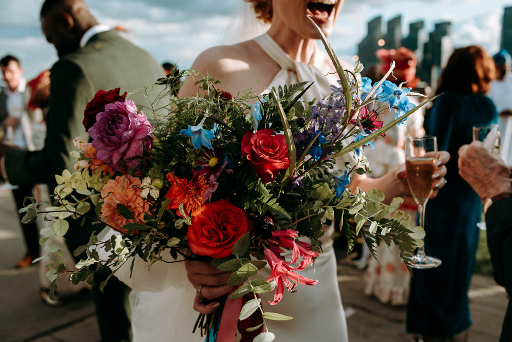 Bouquet Flowers Bride Bridal Colourful Rose Wild British Nigerian Wedding Andrew Brannan Photography