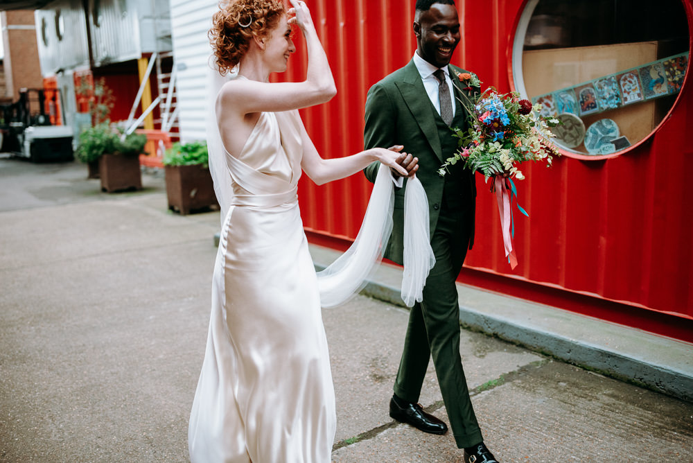 Bride Bridal Dress Gown Halterneck Halfpenny London Veil British Nigerian Wedding Andrew Brannan Photography