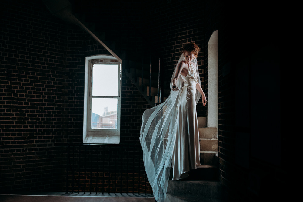 Bride Bridal Dress Gown Halterneck Halfpenny London Veil British Nigerian Wedding Andrew Brannan Photography