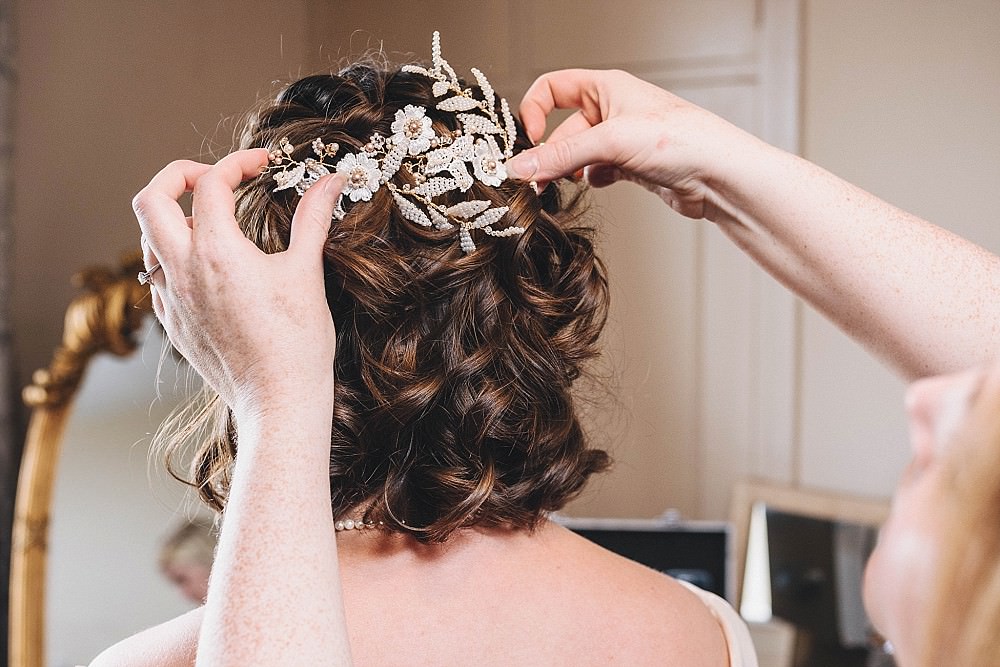 Bride Bridal Hair Short Accessory Broadfield Court Wedding Marta May Photography