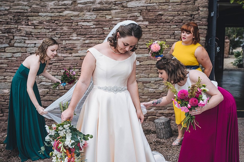 Dress Gown Bride Bridal Train Straps Belt Veil Nicola Anne Broadfield Court Wedding Marta May Photography
