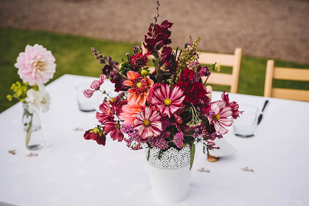 Table Flowers Red Burgundy Centrepiece Dahlia Broadfield Court Wedding Marta May Photography