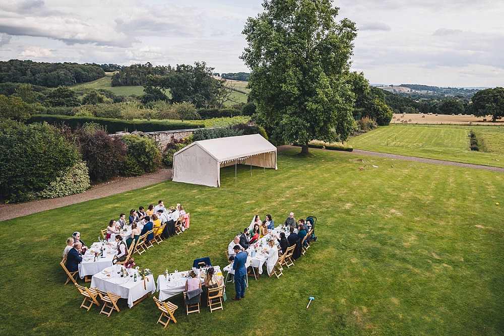 Outdoor Garden Reception U Shape Table Broadfield Court Wedding Marta May Photography