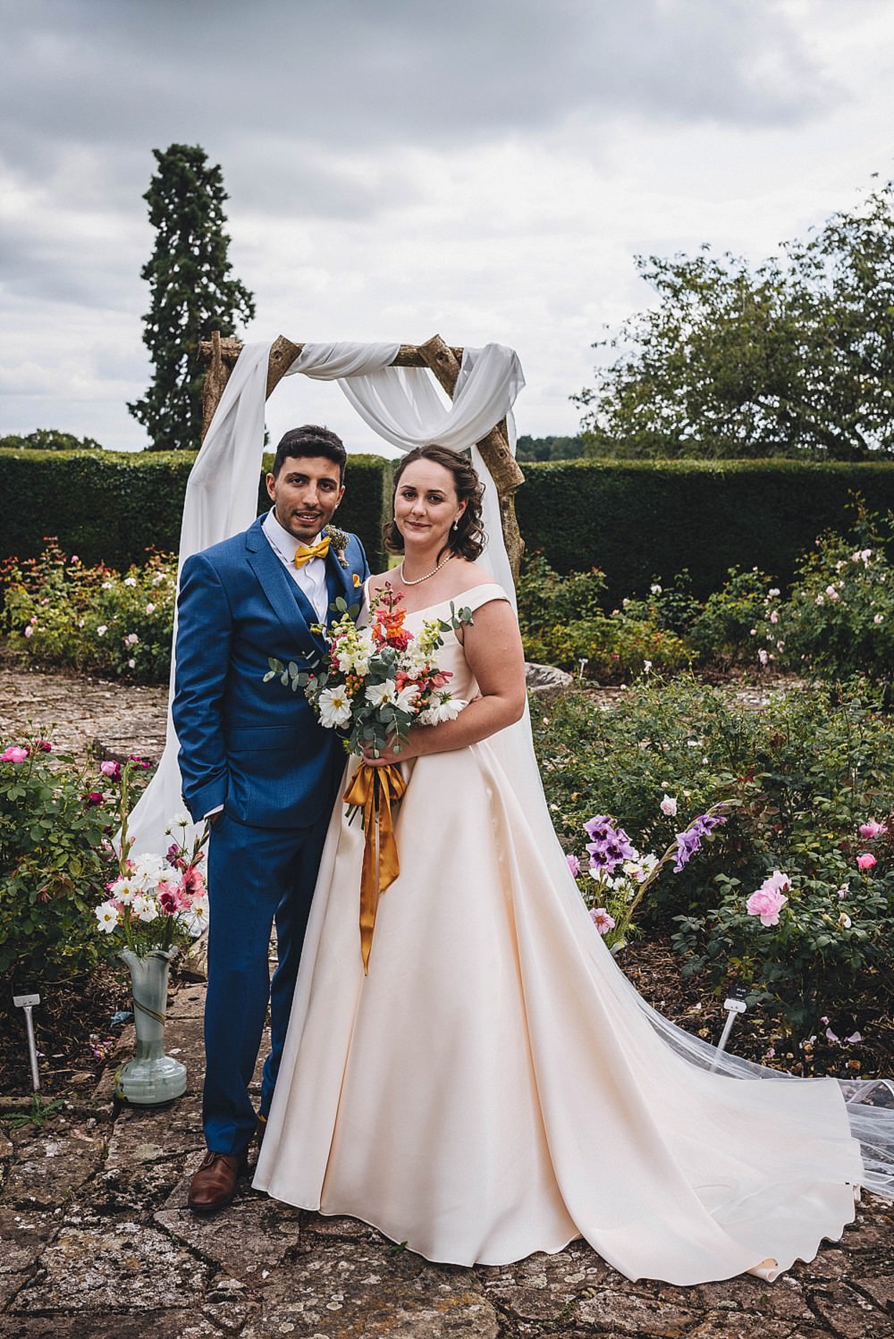 Broadfield Court Wedding Marta May Photography Outdoor Garden Ceremony Flower Arch Fabric