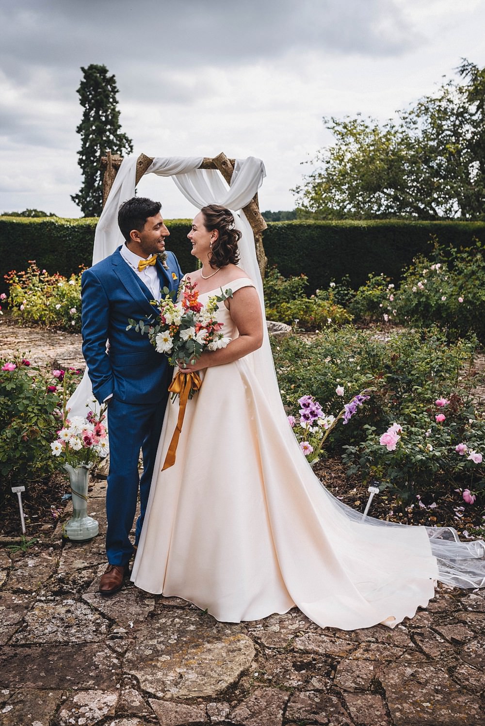 Broadfield Court Wedding Marta May Photography Outdoor Garden Ceremony Flower Arch Fabric