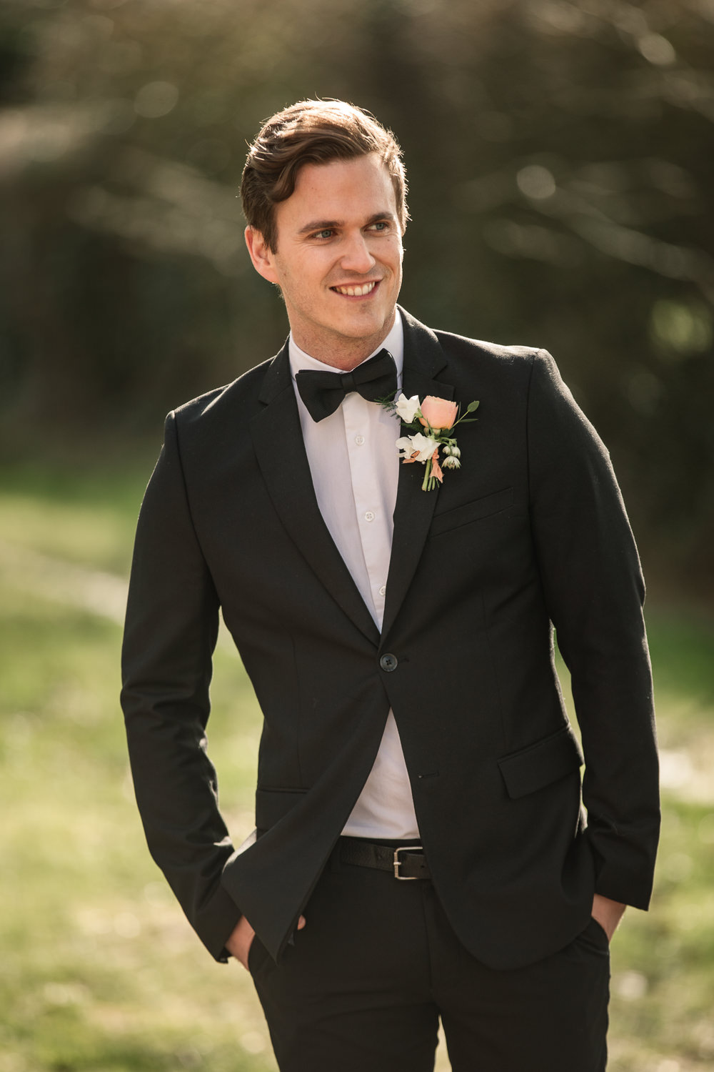 Groom Suit Tux Tuxedo Bow Tie Celestial Wedding Inspiration Becky Harley Photography