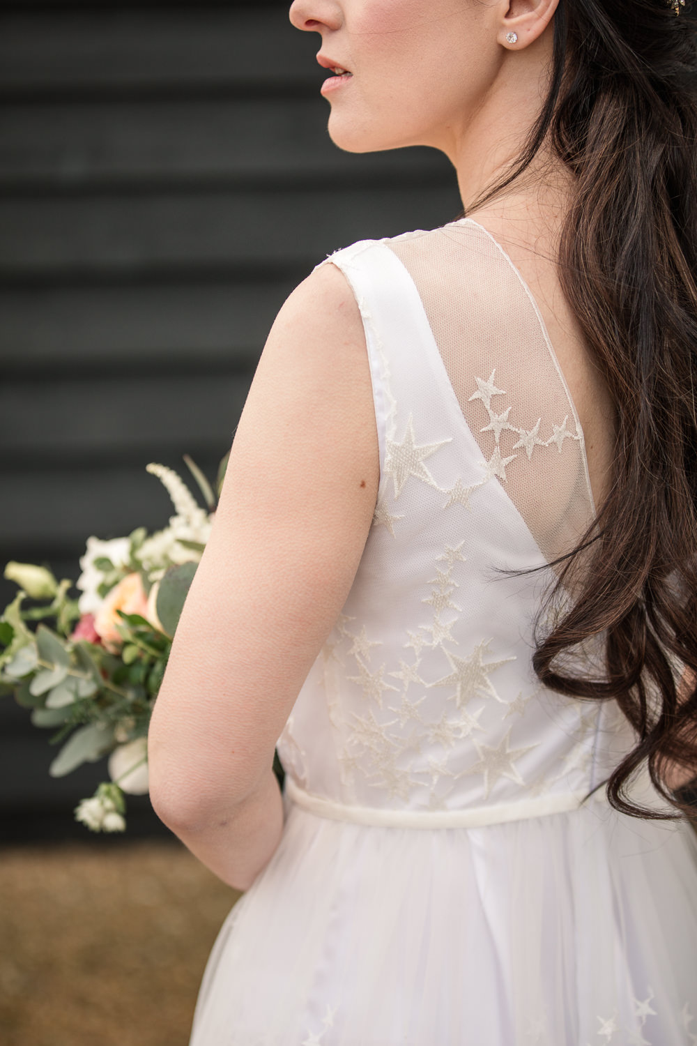 Dress Gown Bride Bridal Stars Maudika Bridal Celestial Wedding Inspiration Becky Harley Photography