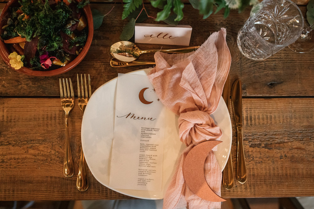 Moon Glassine Stationery Menu Place Setting Celestial Wedding Inspiration Becky Harley Photography