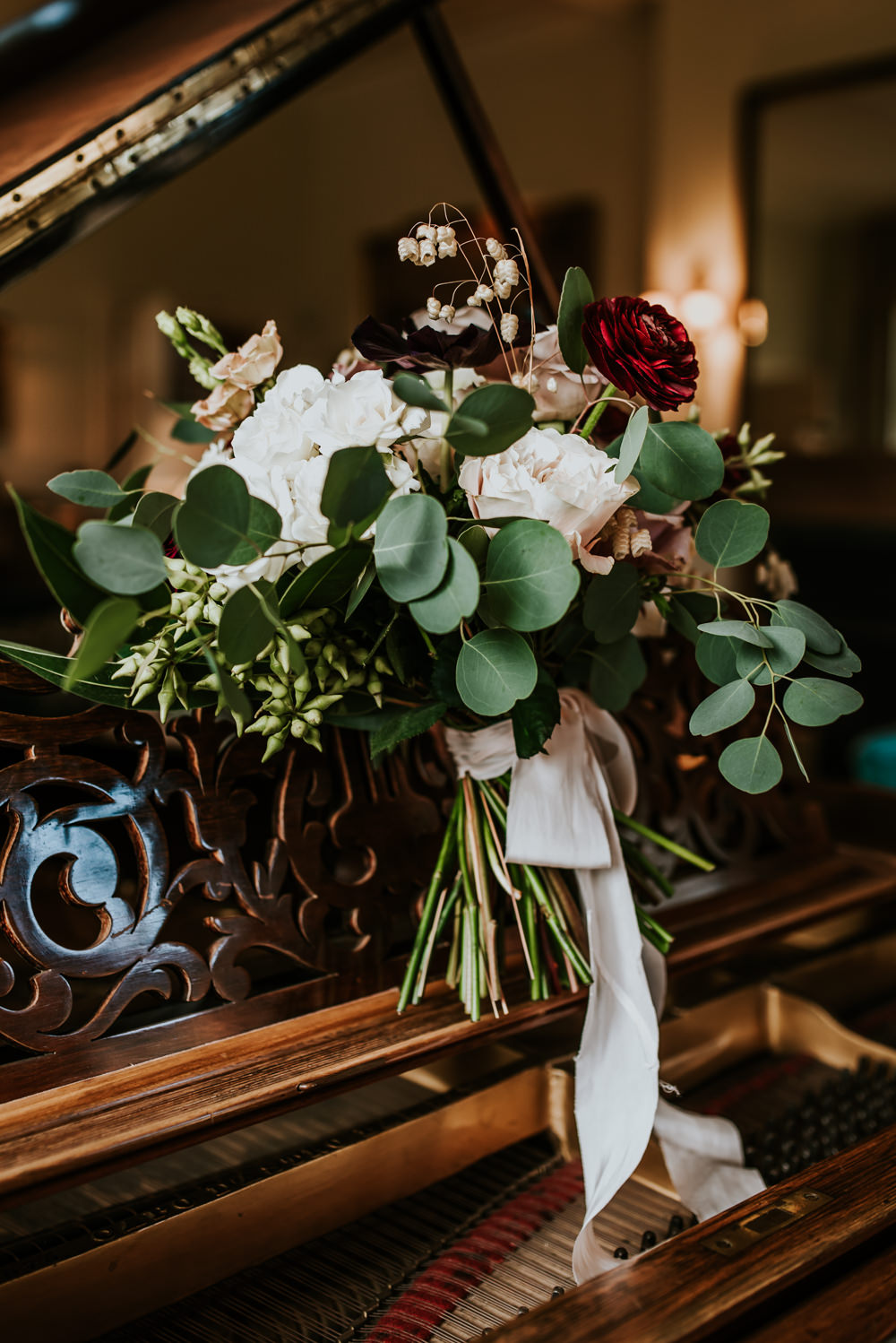 Bride Bridal Bouquet Flowers Dahlia Eucalyptus Chippenham Park Wedding Daniel Ackerley Photography