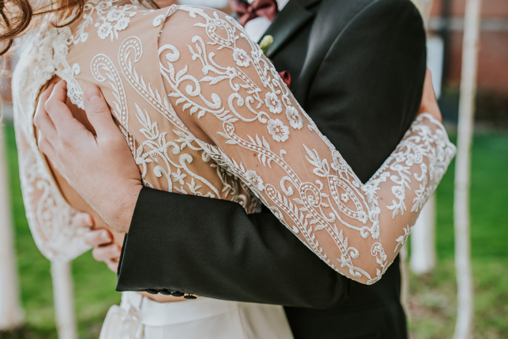 Dress Gown Bride Bridal Lace Sleeves Top Veil Lara B Bridal Chippenham Park Wedding Daniel Ackerley Photography