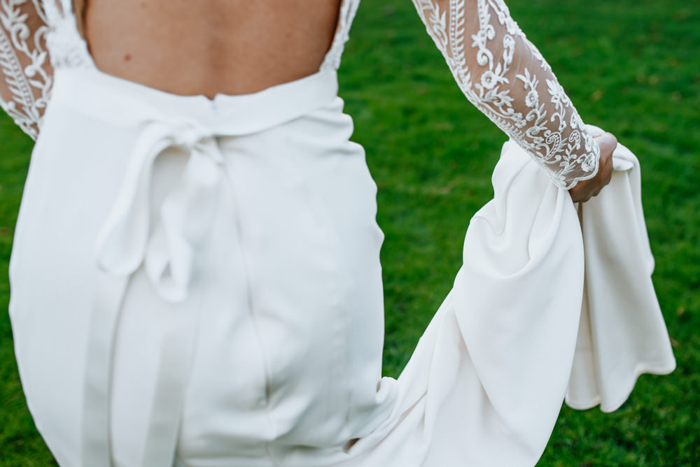Dress Gown Bride Bridal Lace Sleeves Top Veil Lara B Bridal Chippenham Park Wedding Daniel Ackerley Photography
