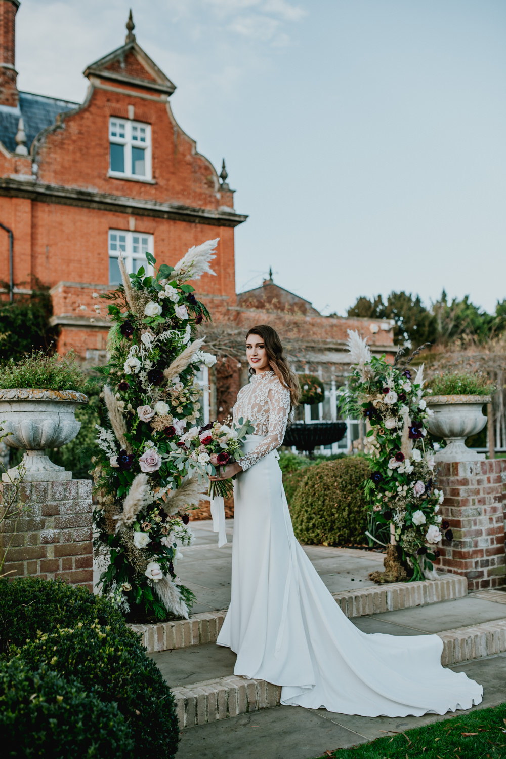 Dress Gown Bride Bridal Lace Sleeves Top Veil Lara B Bridal Chippenham Park Wedding Daniel Ackerley Photography