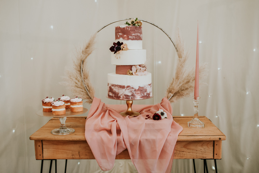 Cake Painted Hoop Table Decor Backdrop Pampas Grass Chippenham Park Wedding Daniel Ackerley Photography