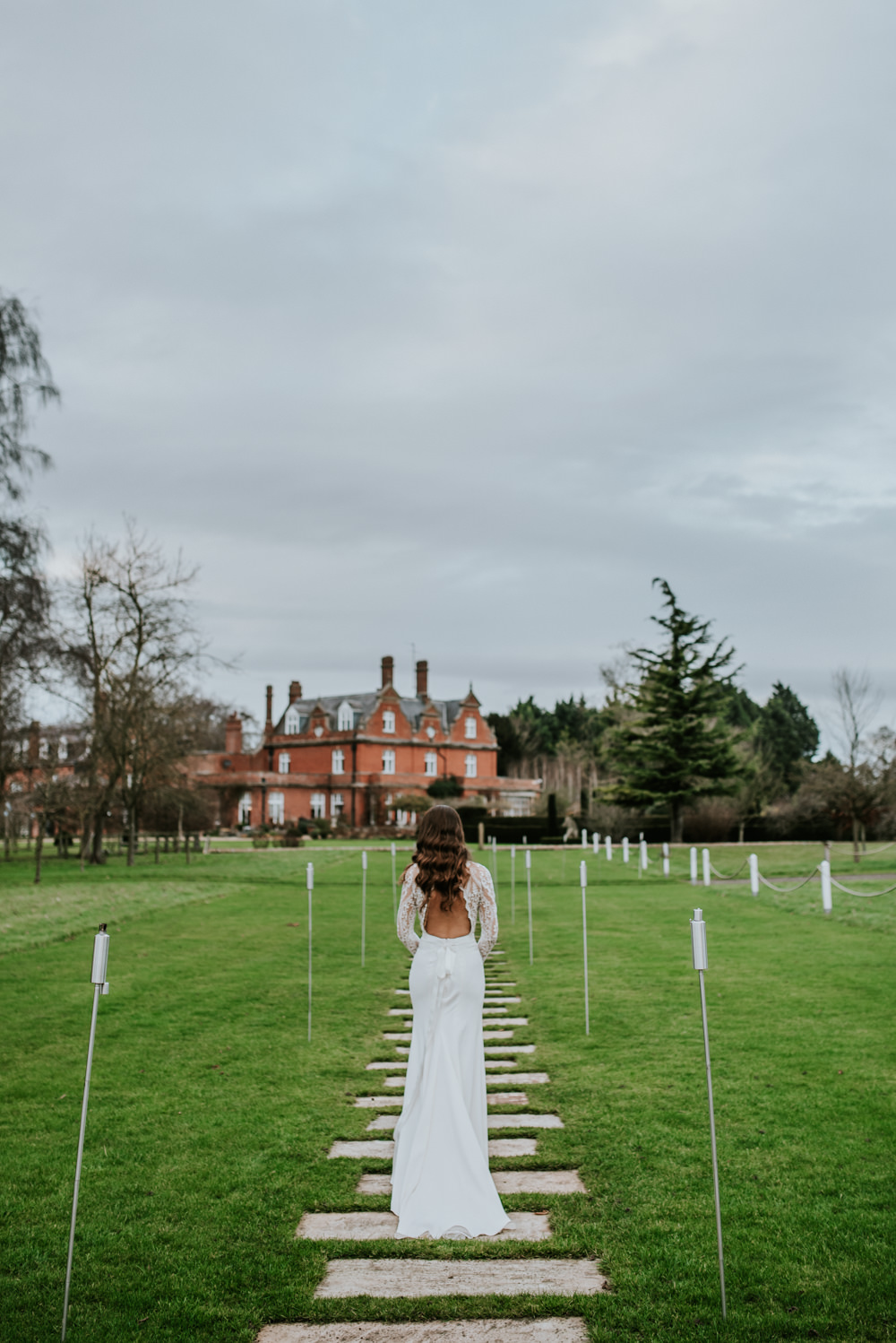 Dress Gown Bride Bridal Lace Sleeves Top Veil Lara B Bridal Chippenham Park Wedding Daniel Ackerley Photography