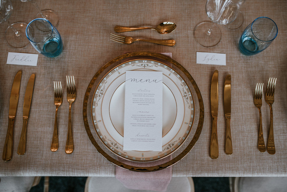 Place Setting Decor Menu Chippenham Park Wedding Daniel Ackerley Photography