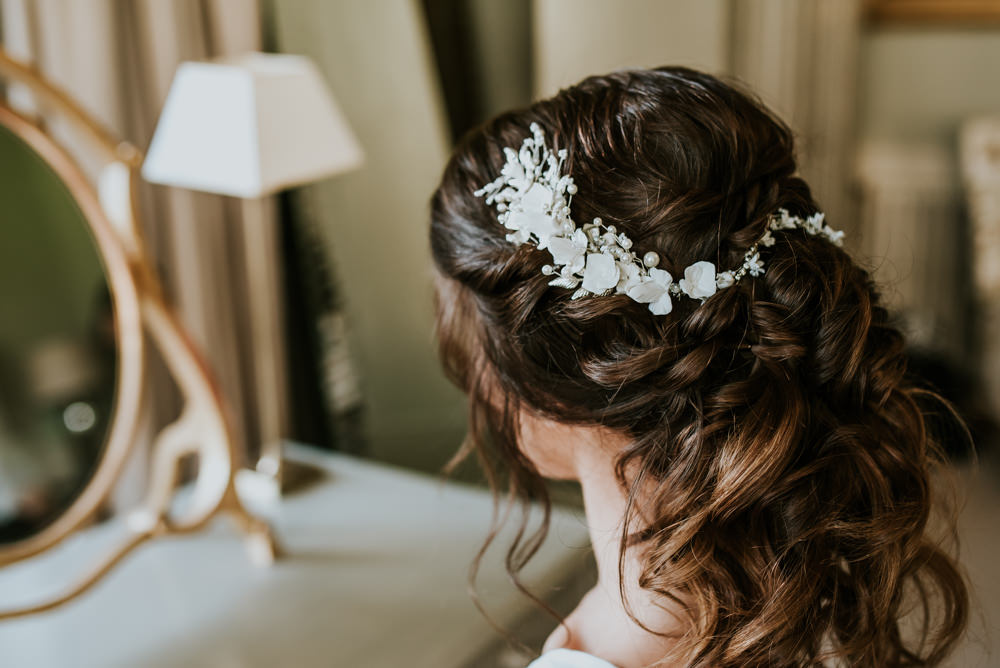 Bride Bridal Hair Style Up Do Accessory Chippenham Park Wedding Daniel Ackerley Photography
