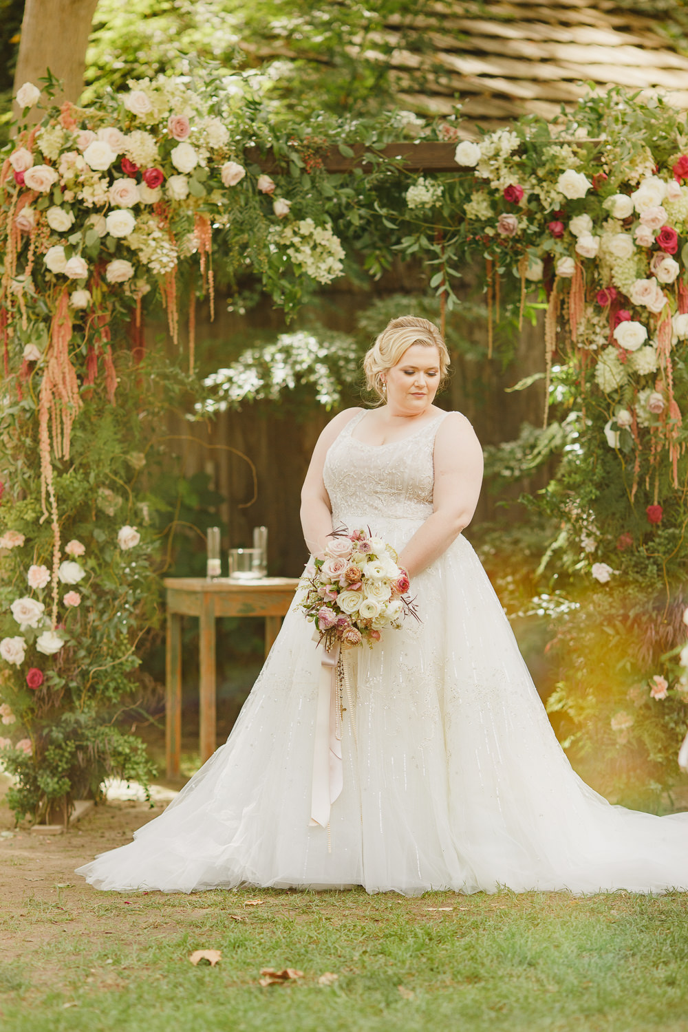 Dress Gown Bride Bridal Lazaro Perez Sequin Tulle Straps Enchanted Forest Wedding Kristen Booth Photography