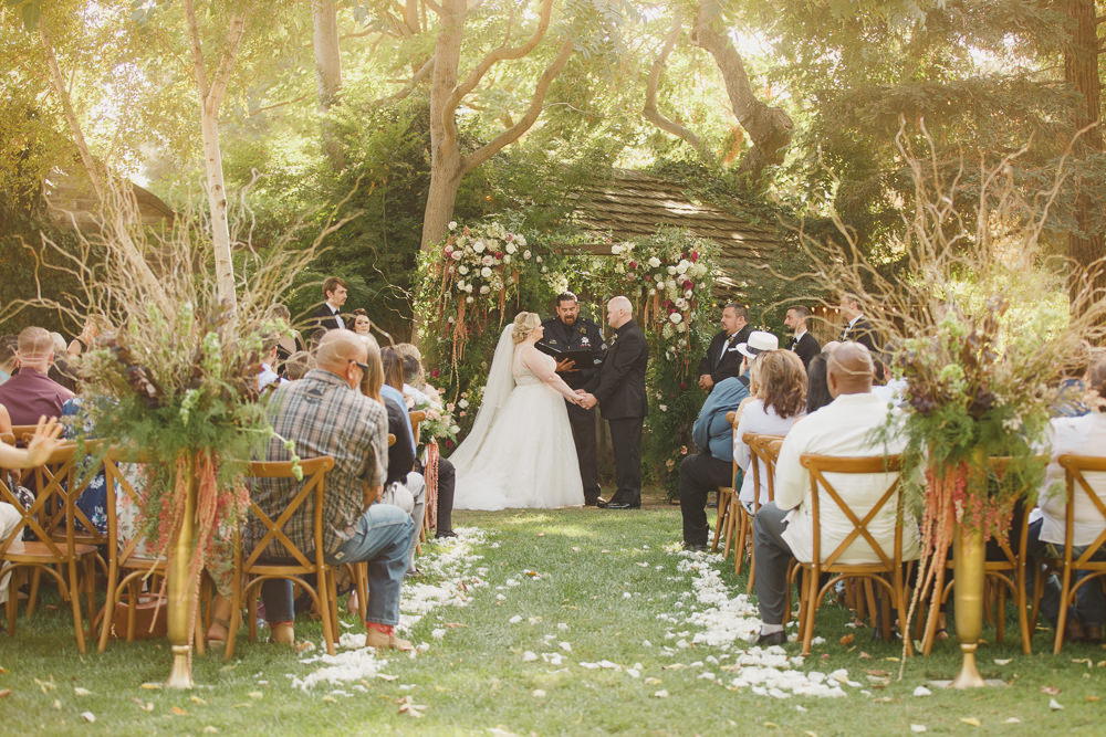 Enchanted Forest Wedding Kristen Booth Photography Flower Arch Backdrop Ceremony Greenery